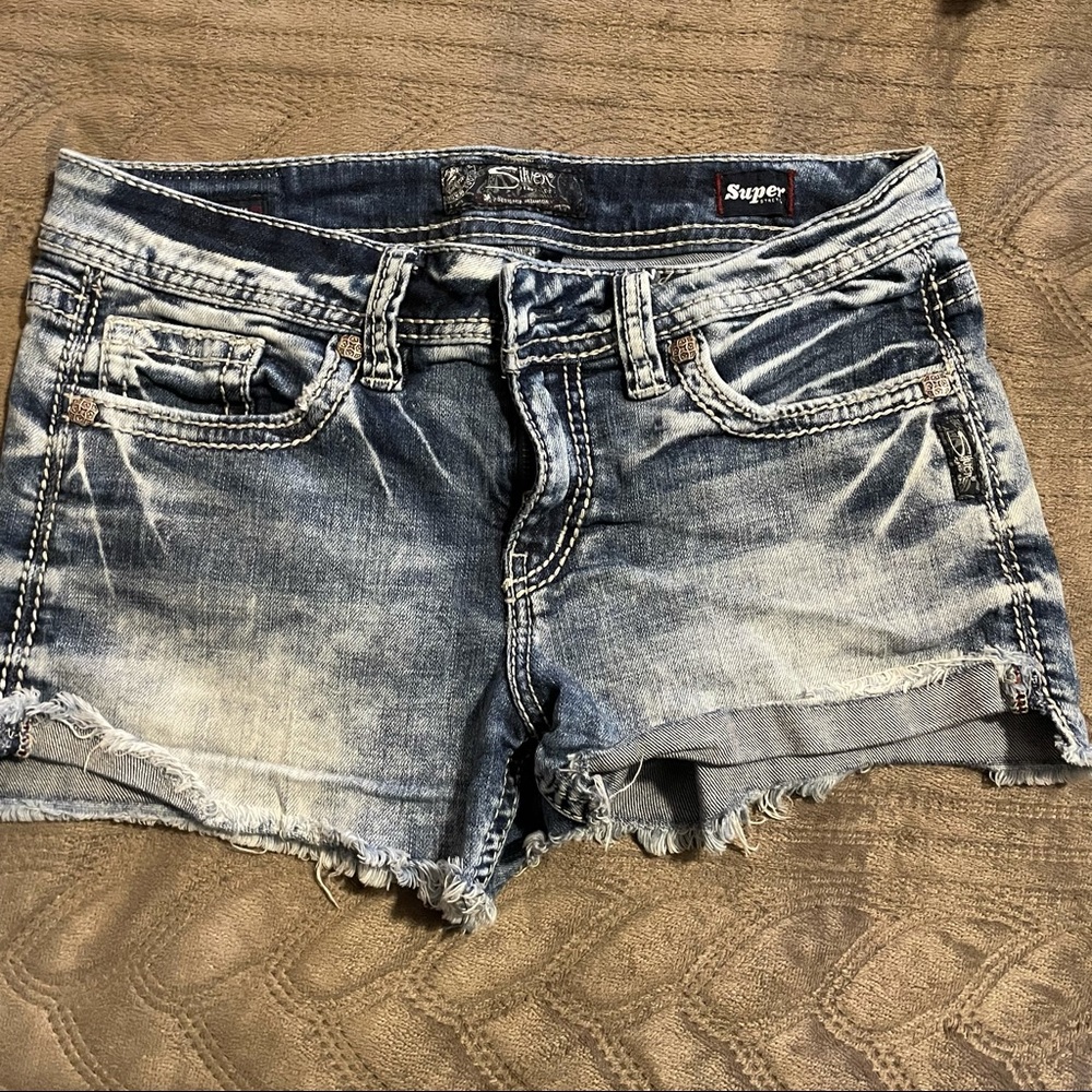 Silver jean shorts